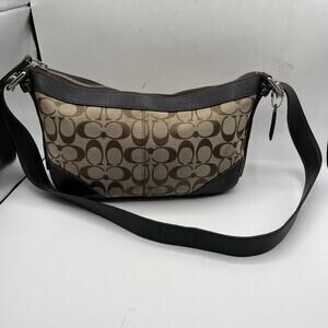 Vintage Y2K Coach Brown Beige Logo Shoulder Bag Silver Hardware F13012 ASIS RARE